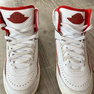 Air Jordan White and Red High-Top Sneakers